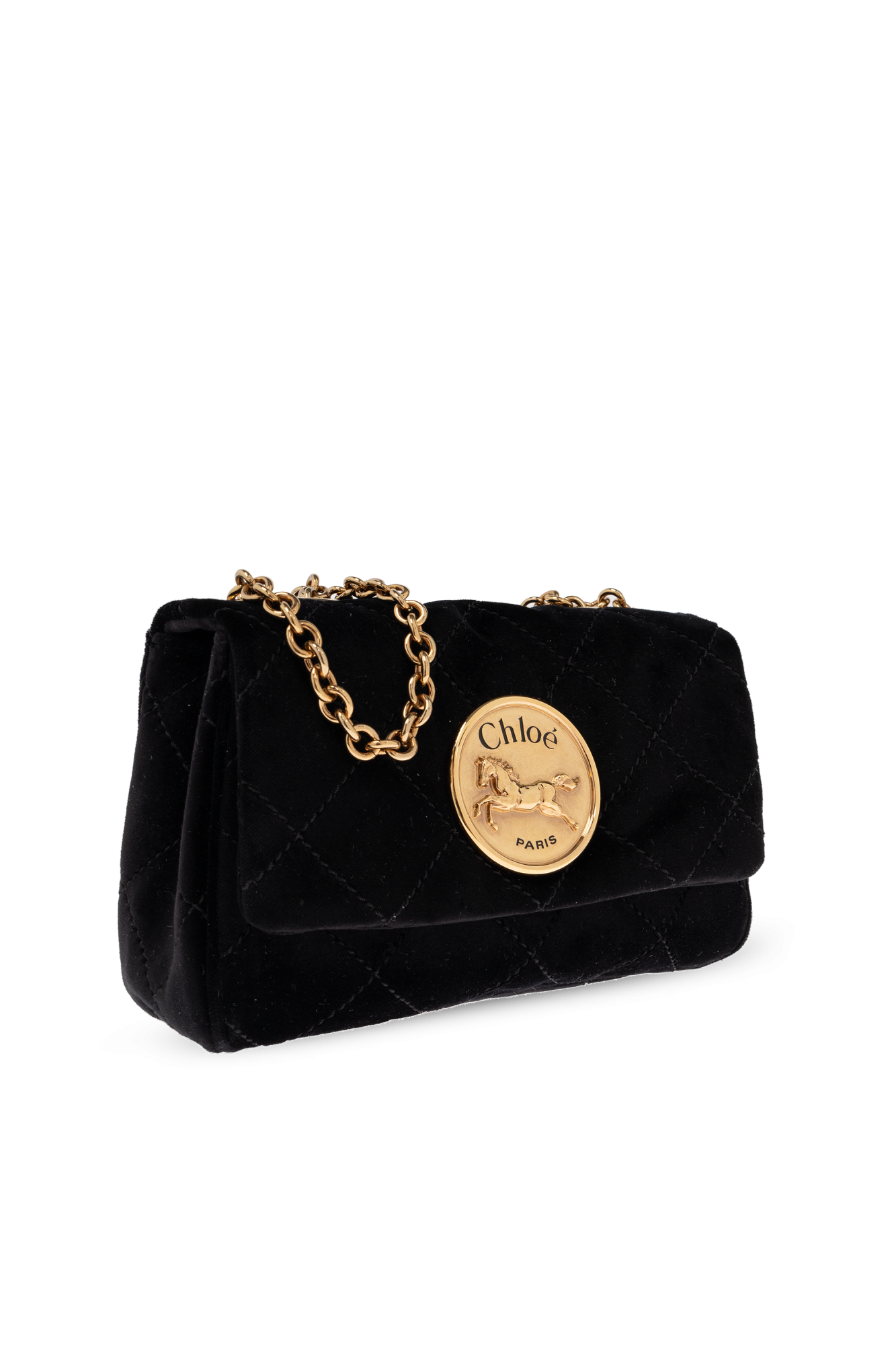 ショルダーバッグ・ポシェット CHLOE BLACK VELVET SMALL CHLOE HERITAGE SHOULDER BAG Black Shoulder bag